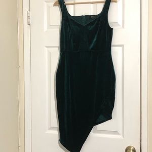 Green Velvet Mini Dress - L